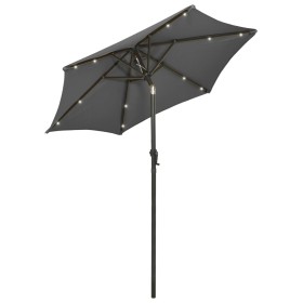 vidaXL Sonnenschirm mit LED-Leuchten Anthrazit 200x211 cm Aluminium