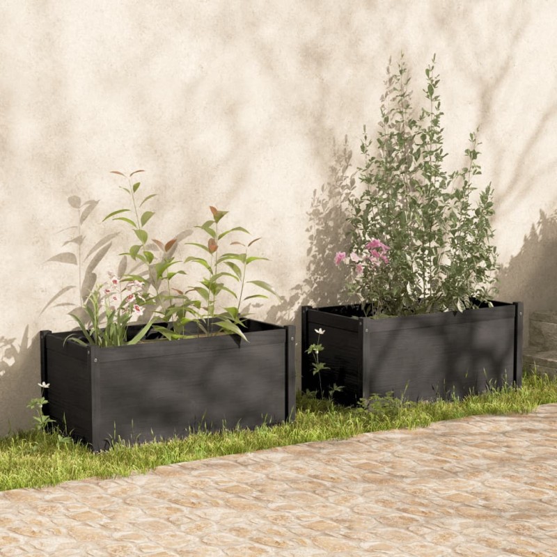 vidaXL Pflanzkübel 2 Stk. Grau 100x50x50 cm Massivholz Kiefer vidaXL Pflanzkübel 2 Stk. Grau 100x50x50 cm Massivholz Kiefer