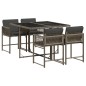 vidaXL 5-tlg. Garten-Essgruppe mit Kissen Grau Poly Rattan vidaXL 5-tlg. Garten-Essgruppe mit Kissen Grau Poly Rattan