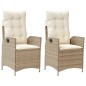 vidaXL Gartensessel mit Kissen 2 Stk. Verstellbar Beige Poly Rattan vidaXL Gartensessel mit Kissen 2 Stk. Verstellbar Beige Poly Rattan