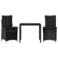 vidaXL 3-tlg. Garten-Essgruppe mit Kissen Schwarz Poly Rattan vidaXL 3-tlg. Garten-Essgruppe mit Kissen Schwarz Poly Rattan
