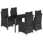 vidaXL 5-tlg. Garten-Essgruppe mit Kissen Schwarz Poly Rattan vidaXL 5-tlg. Garten-Essgruppe mit Kissen Schwarz Poly Rattan