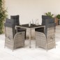 vidaXL 5-tlg. Garten-Essgruppe mit Kissen Grau Poly Rattan vidaXL 5-tlg. Garten-Essgruppe mit Kissen Grau Poly Rattan