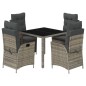vidaXL 5-tlg. Garten-Essgruppe mit Kissen Grau Poly Rattan vidaXL 5-tlg. Garten-Essgruppe mit Kissen Grau Poly Rattan