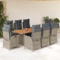 vidaXL 9-tlg. Garten-Essgruppe mit Kissen Grau Poly Rattan vidaXL 9-tlg. Garten-Essgruppe mit Kissen Grau Poly Rattan