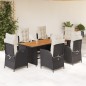 vidaXL 7-tlg. Garten-Essgruppe mit Kissen Schwarz Poly Rattan vidaXL 7-tlg. Garten-Essgruppe mit Kissen Schwarz Poly Rattan