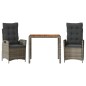 vidaXL 3-tlg. Garten-Essgruppe mit Kissen Grau Poly Rattan vidaXL 3-tlg. Garten-Essgruppe mit Kissen Grau Poly Rattan
