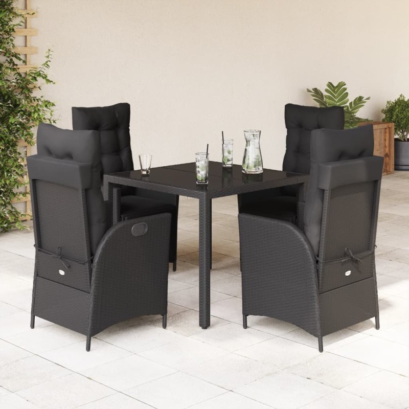 vidaXL 5-tlg. Garten-Essgruppe mit Kissen Schwarz Poly Rattan vidaXL 5-tlg. Garten-Essgruppe mit Kissen Schwarz Poly Rattan