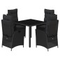vidaXL 5-tlg. Garten-Essgruppe mit Kissen Schwarz Poly Rattan vidaXL 5-tlg. Garten-Essgruppe mit Kissen Schwarz Poly Rattan