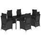 vidaXL 7-tlg. Garten-Essgruppe mit Kissen Schwarz Poly Rattan vidaXL 7-tlg. Garten-Essgruppe mit Kissen Schwarz Poly Rattan