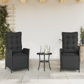vidaXL Gartensessel mit Fußteil 2 Stk. Verstellbar Schwarz Poly Rattan