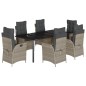 vidaXL 7-tlg. Garten-Essgruppe mit Kissen Hellgrau Poly Rattan vidaXL 7-tlg. Garten-Essgruppe mit Kissen Hellgrau Poly Rattan