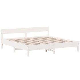vidaXL Massivholzbett ohne Matratze Weiß 200x200 cm Kiefernholz