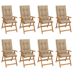 Garten-Liegestühle mit Kissen 8 Stk. Massivholz Teak