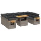 vidaXL 10-tlg. Garten-Sofagarnitur mit Kissen Grau Poly Rattan vidaXL 10-tlg. Garten-Sofagarnitur mit Kissen Grau Poly Rattan