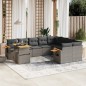 vidaXL 10-tlg. Garten-Sofagarnitur mit Kissen Grau Poly Rattan vidaXL 10-tlg. Garten-Sofagarnitur mit Kissen Grau Poly Rattan