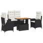 vidaXL 4-tlg. Garten-Essgruppe mit Kissen Schwarz Poly Rattan vidaXL 4-tlg. Garten-Essgruppe mit Kissen Schwarz Poly Rattan