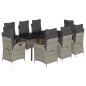 vidaXL 9-tlg. Garten-Essgruppe mit Kissen Hellgrau Poly Rattan vidaXL 9-tlg. Garten-Essgruppe mit Kissen Hellgrau Poly Rattan