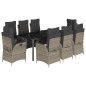vidaXL 9-tlg. Garten-Essgruppe mit Kissen Grau Poly Rattan vidaXL 9-tlg. Garten-Essgruppe mit Kissen Grau Poly Rattan