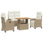 vidaXL 4-tlg. Garten-Essgruppe mit Kissen Beige Poly Rattan vidaXL 4-tlg. Garten-Essgruppe mit Kissen Beige Poly Rattan
