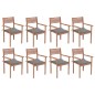 Stapelbare Gartenstühle mit Kissen 8 Stk. Massivholz Teak Stapelbare Gartenstühle mit Kissen 8 Stk. Massivholz Teak