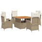 vidaXL 5-tlg. Garten-Essgruppe mit Kissen Beige Poly Rattan vidaXL 5-tlg. Garten-Essgruppe mit Kissen Beige Poly Rattan