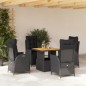 vidaXL 5-tlg. Garten-Essgruppe mit Kissen Schwarz Poly Rattan vidaXL 5-tlg. Garten-Essgruppe mit Kissen Schwarz Poly Rattan