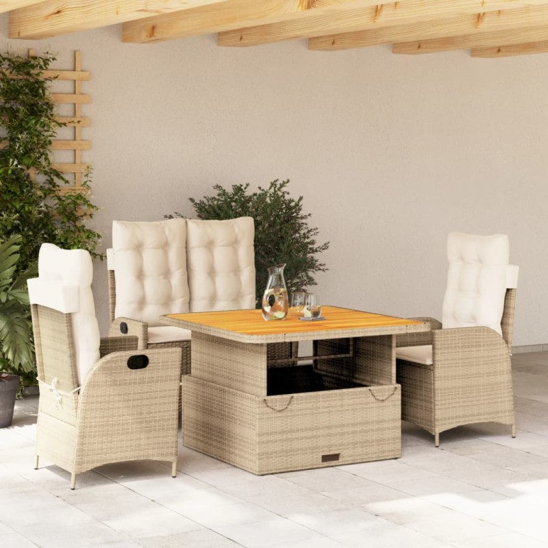 vidaXL 4-tlg. Garten-Essgruppe mit Kissen Beige Poly Rattan vidaXL 4-tlg. Garten-Essgruppe mit Kissen Beige Poly Rattan