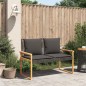 vidaXL Gartenbank mit Kissen Schwarz Poly Rattan Akazienholz vidaXL Gartenbank mit Kissen Schwarz Poly Rattan Akazienholz
