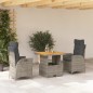 vidaXL 3-tlg. Garten-Essgruppe mit Kissen Grau Poly Rattan vidaXL 3-tlg. Garten-Essgruppe mit Kissen Grau Poly Rattan