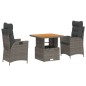 vidaXL 3-tlg. Garten-Essgruppe mit Kissen Grau Poly Rattan vidaXL 3-tlg. Garten-Essgruppe mit Kissen Grau Poly Rattan
