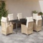 vidaXL 7-tlg. Garten-Essgruppe mit Kissen Beige Poly Rattan vidaXL 7-tlg. Garten-Essgruppe mit Kissen Beige Poly Rattan