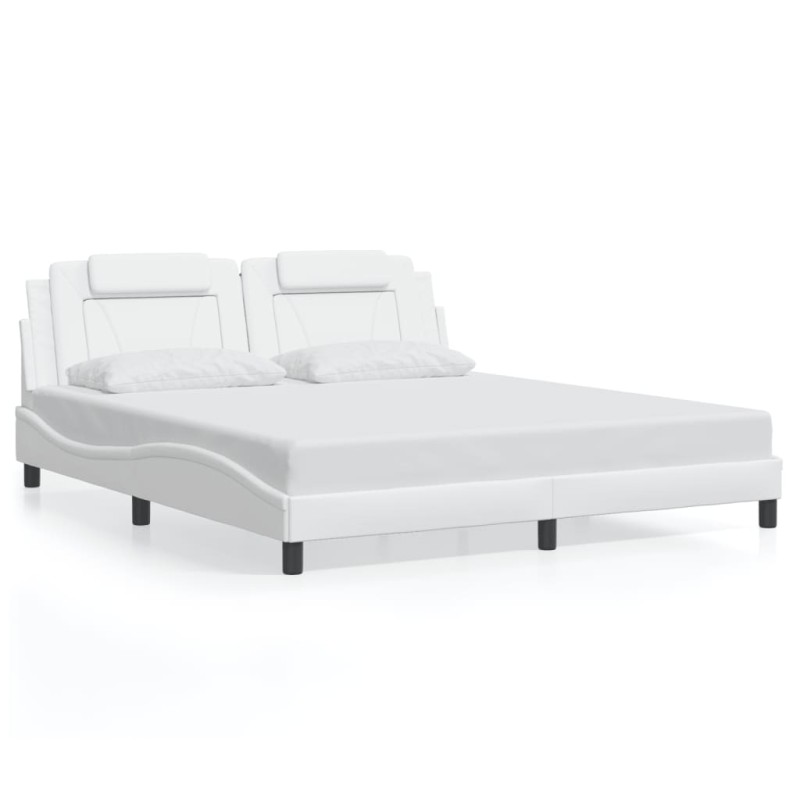 vidaXL Bettgestell mit Kopfteil Weiß 180x200 cm Kunstleder vidaXL Bettgestell mit Kopfteil Weiß 180x200 cm Kunstleder