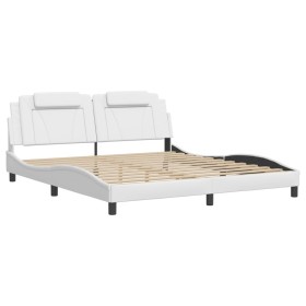 vidaXL Bettgestell mit Kopfteil Weiß 180x200 cm Kunstleder