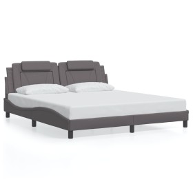 vidaXL Bettgestell mit Kopfteil Grau 180x200 cm Kunstleder