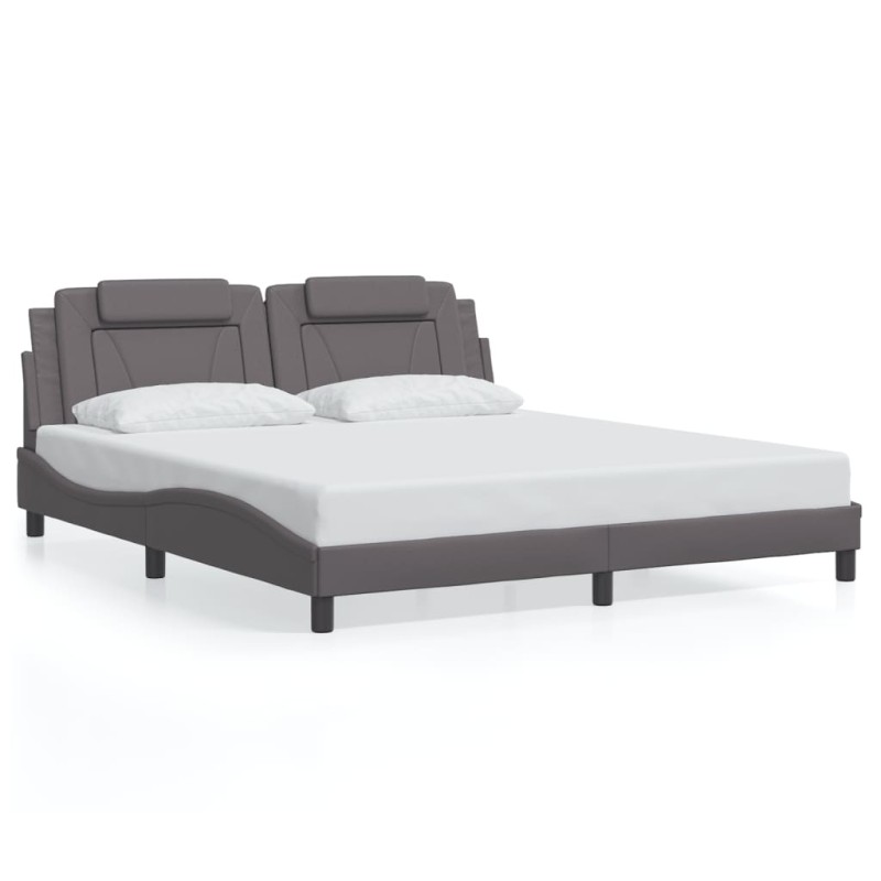 vidaXL Bettgestell mit Kopfteil Grau 180x200 cm Kunstleder vidaXL Bettgestell mit Kopfteil Grau 180x200 cm Kunstleder