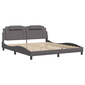 vidaXL Bettgestell mit Kopfteil Grau 180x200 cm Kunstleder