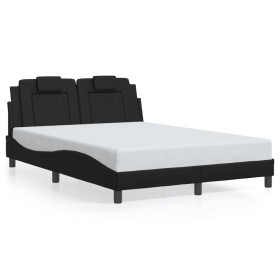 vidaXL Bettgestell mit Kopfteil Schwarz 140x190 cm Kunstleder