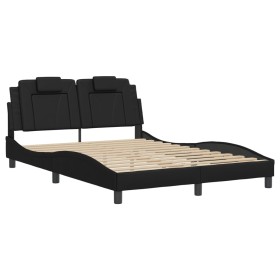 vidaXL Bettgestell mit Kopfteil Schwarz 140x190 cm Kunstleder