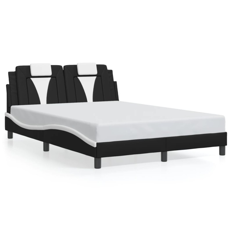 vidaXL Bettgestell mit Kopfteil Schwarz und Weiß 140x190 cm Kunstleder vidaXL Bettgestell mit Kopfteil Schwarz und Weiß 140x190 cm Kunstleder