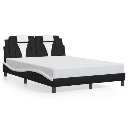 vidaXL Bettgestell mit Kopfteil Schwarz und Weiß 140x190 cm Kunstleder