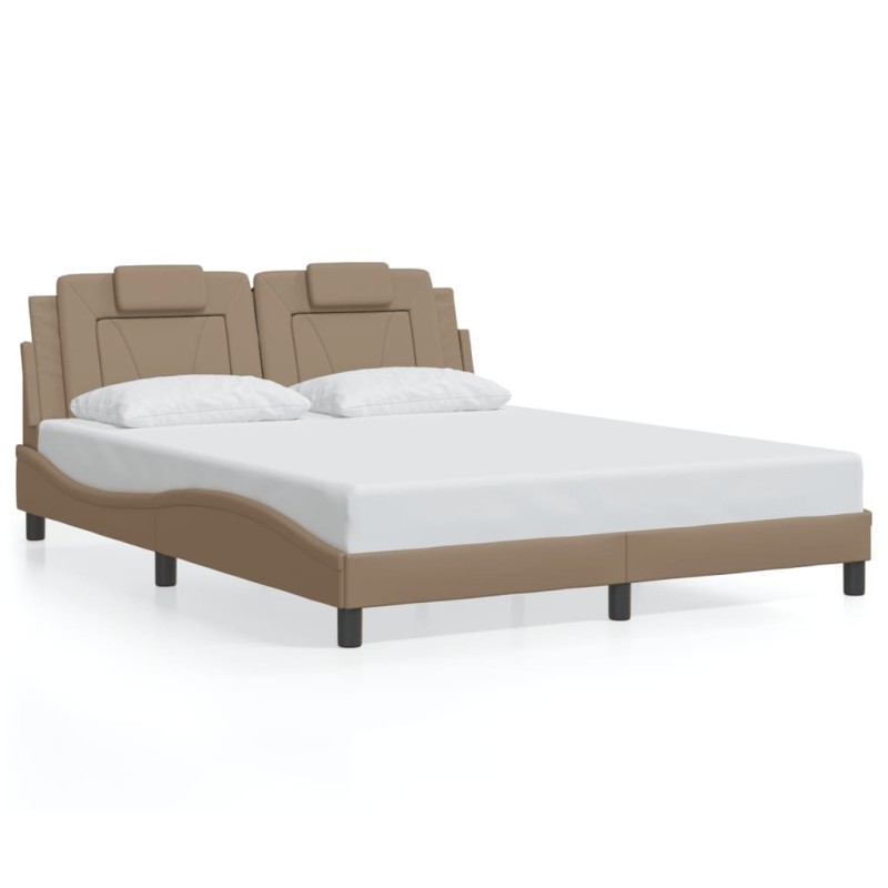 vidaXL Bettgestell mit Kopfteil Cappuccino-Braun 160x200 cm Kunstleder vidaXL Bettgestell mit Kopfteil Cappuccino-Braun 160x200 cm Kunstleder