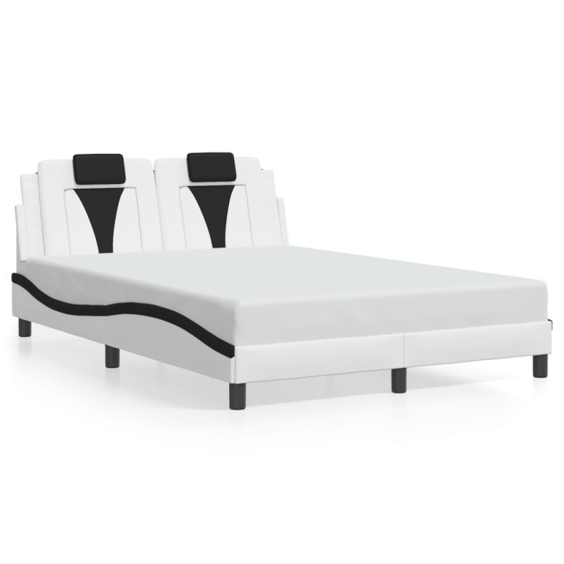 vidaXL Bettgestell mit LED Weiß und Schwarz 140x190 cm Kunstleder vidaXL Bettgestell mit LED Weiß und Schwarz 140x190 cm Kunstleder