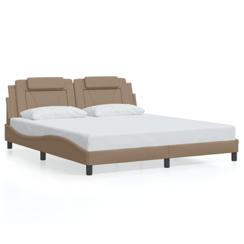 vidaXL Bettgestell mit LED Cappuccino-Braun 180x200 cm Kunstleder vidaXL Bettgestell mit LED Cappuccino-Braun 180x200 cm Kunstleder