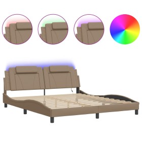 vidaXL Bettgestell mit LED Cappuccino-Braun 180x200 cm Kunstleder