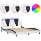 vidaXL Bettgestell mit LED Weiß und Schwarz 160x200 cm Kunstleder vidaXL Bettgestell mit LED Weiß und Schwarz 160x200 cm Kunstleder