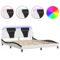 vidaXL Bettgestell mit LED Weiß und Schwarz 180x200 cm Kunstleder vidaXL Bettgestell mit LED Weiß und Schwarz 180x200 cm Kunstleder