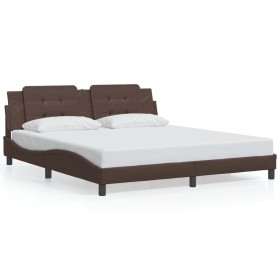 vidaXL Bettgestell mit LED Braun 180x200 cm Kunstleder