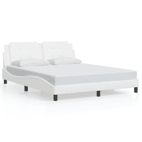 vidaXL Bettgestell mit LED Weiß 160x200 cm Kunstleder
