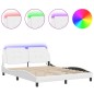 vidaXL Bettgestell mit LED Weiß 160x200 cm Kunstleder vidaXL Bettgestell mit LED Weiß 160x200 cm Kunstleder